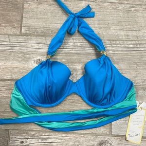 A.Che Solid Viona Halter Swim Top